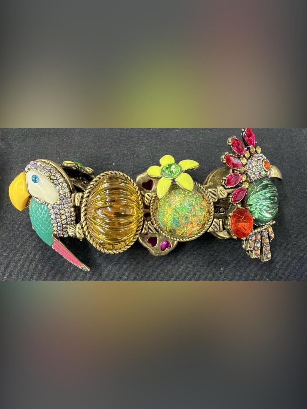 Betsey Johnson "Paradise Lost" Parrot Stretch Bracelet - Picture 2 of 5